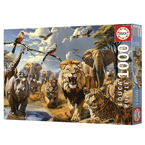 Thumbnail 5 de Educa Animales Salvajes 🐅 Puzzle de 1000 Piezas, 68x48 cm, incluye Cola Fix