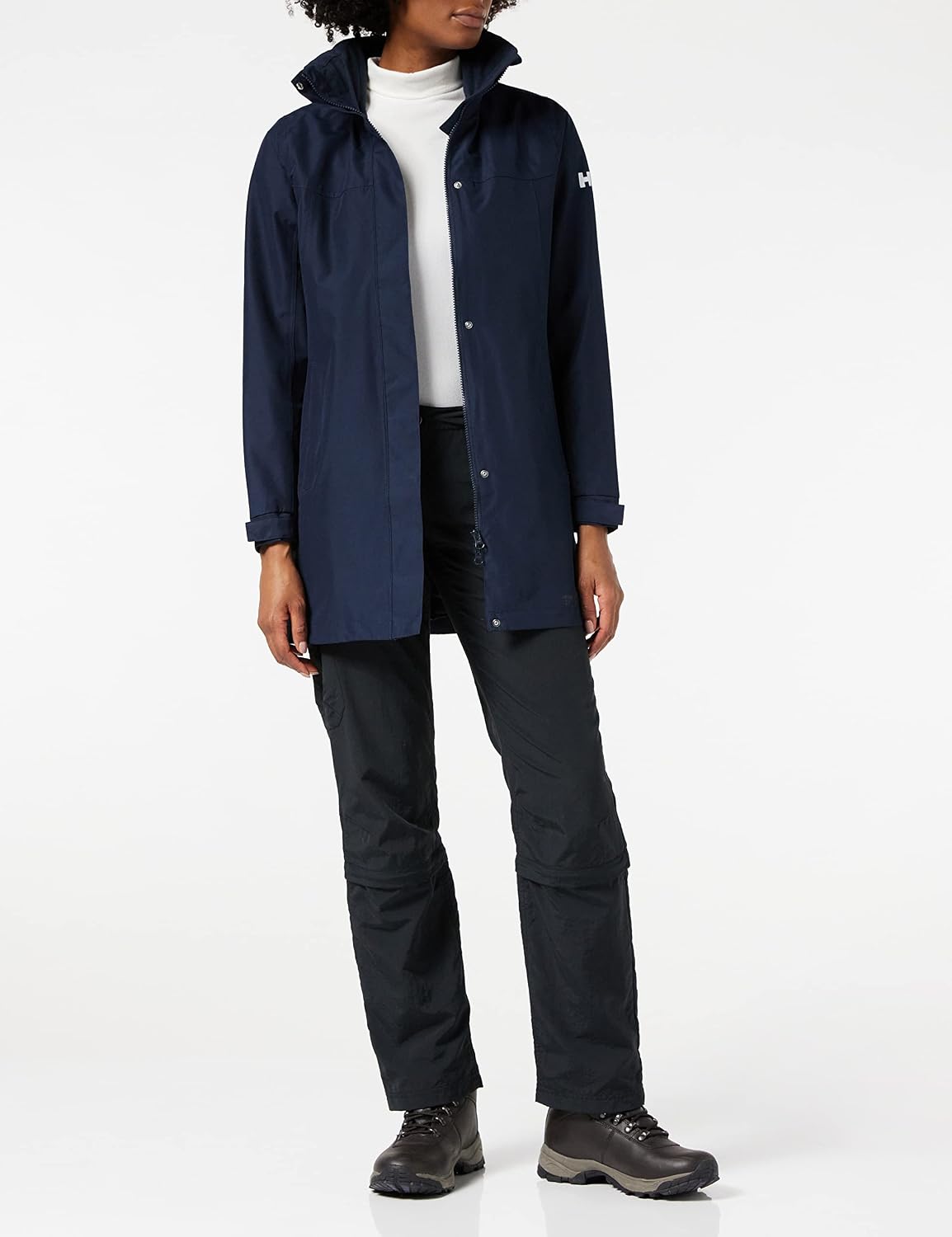 Detalle de Helly Hansen Damen Aden Lange Regenmantel – wasserdicht, atmungsaktiv und elegant