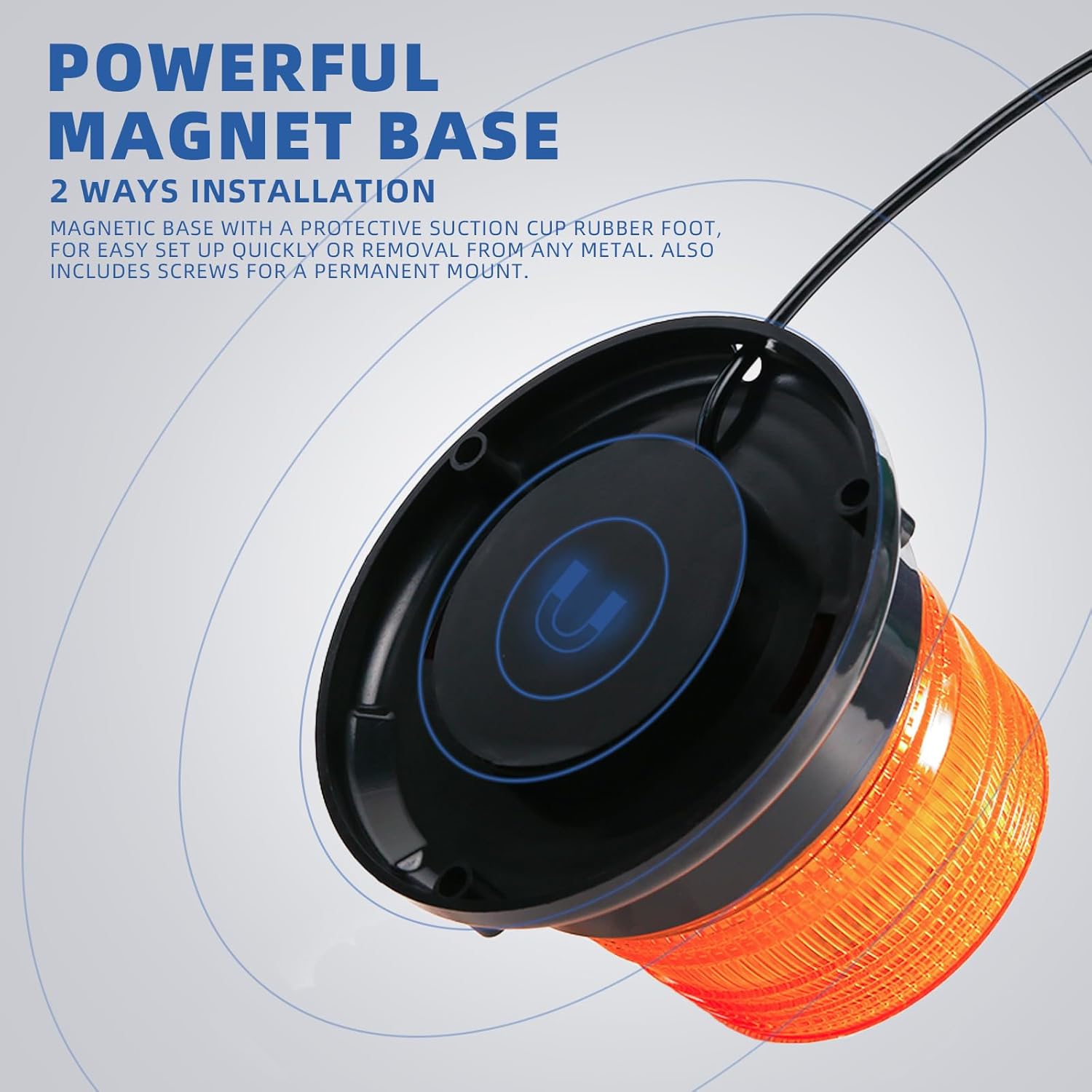 Detalle de PKINGLAKE Amber Beacon Strobe Lights with Magnetic Base