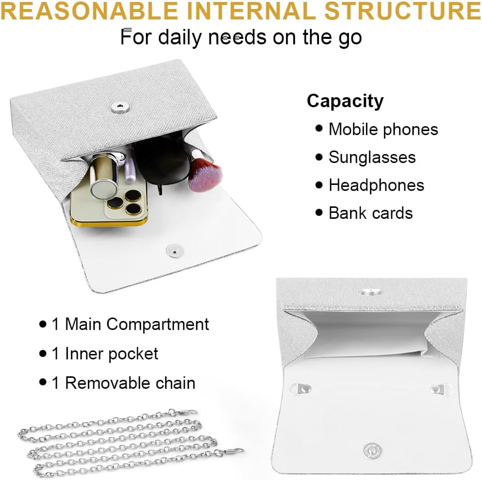 Thumbnail 4 de Adiwo sac de soirée femme pochette à paillettes avec chaîne