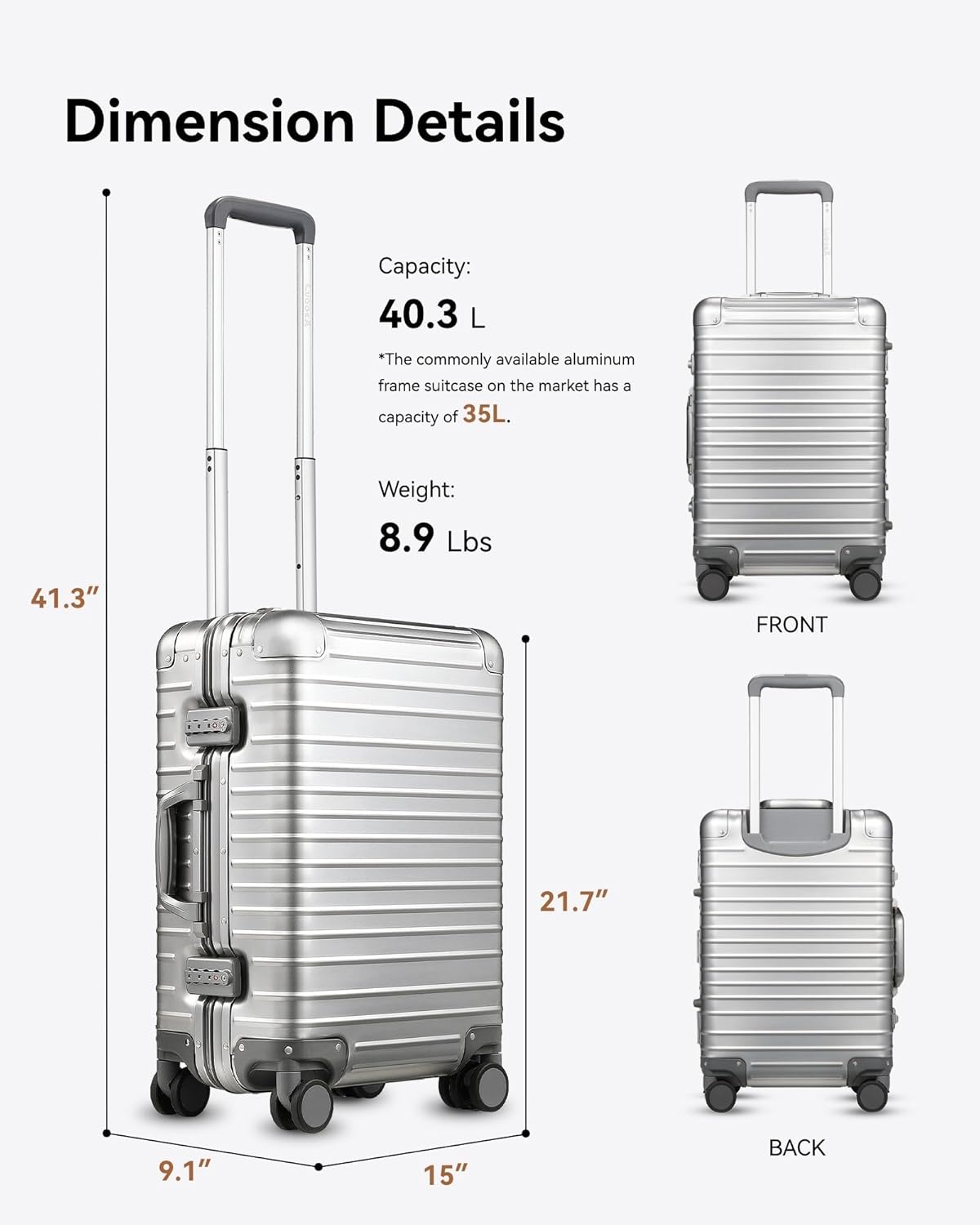Thumbnail 6 de Luggex aluminium carry on 55 cm 40L