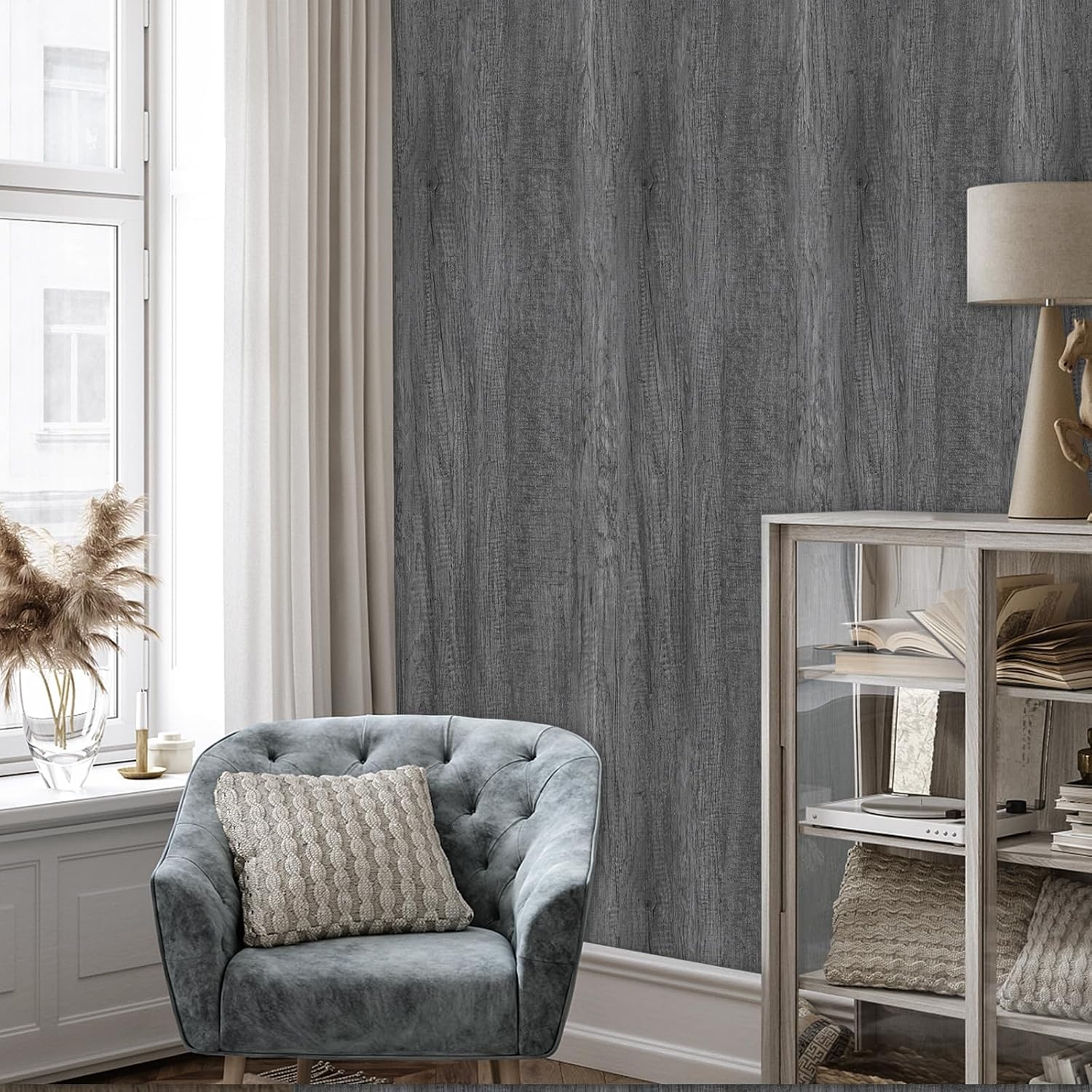 Thumbnail 6 de Decoroom Grey Wood Effect Vinyl Wrap 30x200cm – Self-Adhesive Sticky Back Plastic