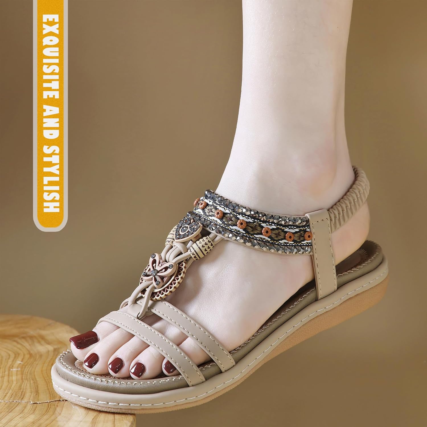 Thumbnail 6 de ZDQ Flache Sandalen Damen Sommer mit Weich Fußbett – Gr. 35–45