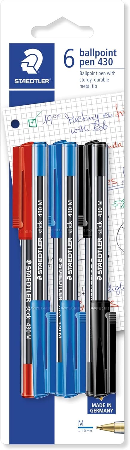 Detalle 2 de Staedtler Stick 430 MS CP5 Ballpoint Pen – Medium Point (Assorted Colours) Box of 50