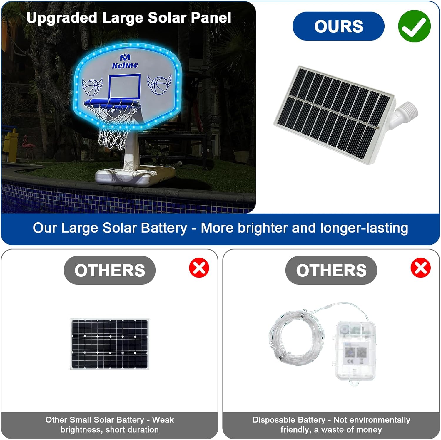 Thumbnail 1 de Dahivs LED Pool Basketball Hoop Poolside: Oversized, Solar-Powered Night Games