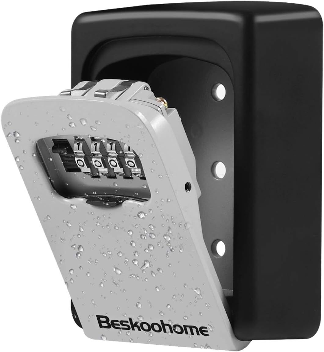 Detalle de BeskooHome Key Safe Wall Mounted Lockbox with Weather-Resistant Zinc Alloy body