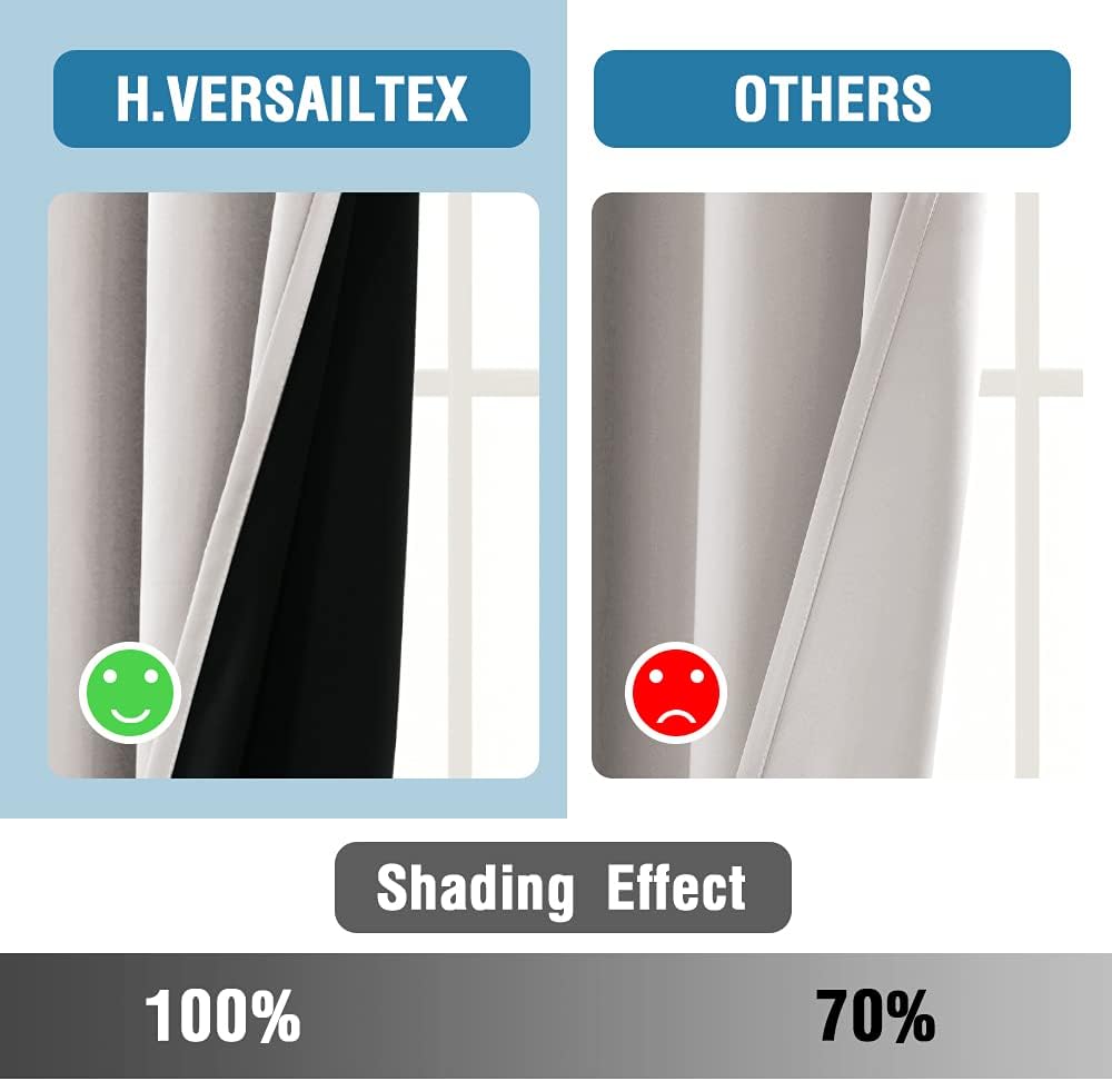 Detalle 1 de H.VERSAILTEX 2 Blackout Curtains, 84-Inch Thermal Panels, Pumice Stone