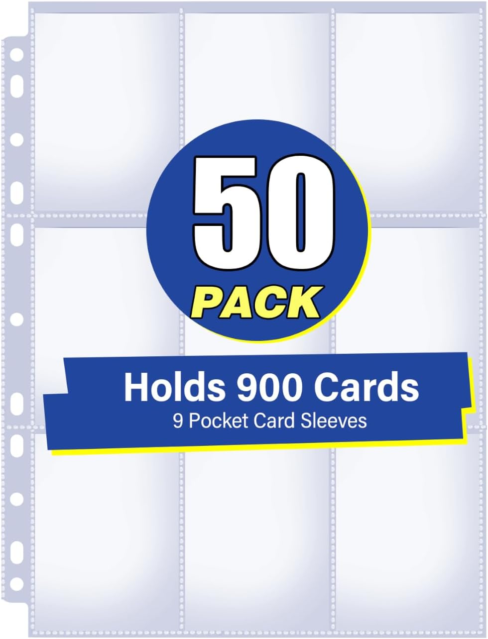 Imagen de 50 Pack 9 Pocket Card Sleeves Binder Sheets for 3-Ring Binders en OfertitasTOP