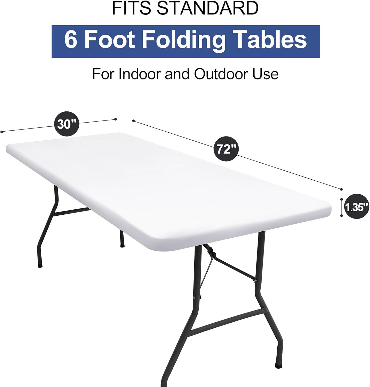 Thumbnail 6 de homing Rectangle Table Cloth Cover (Waterproof Elastic Fitted), 30" x 72" for 6 Foot Folding Tables