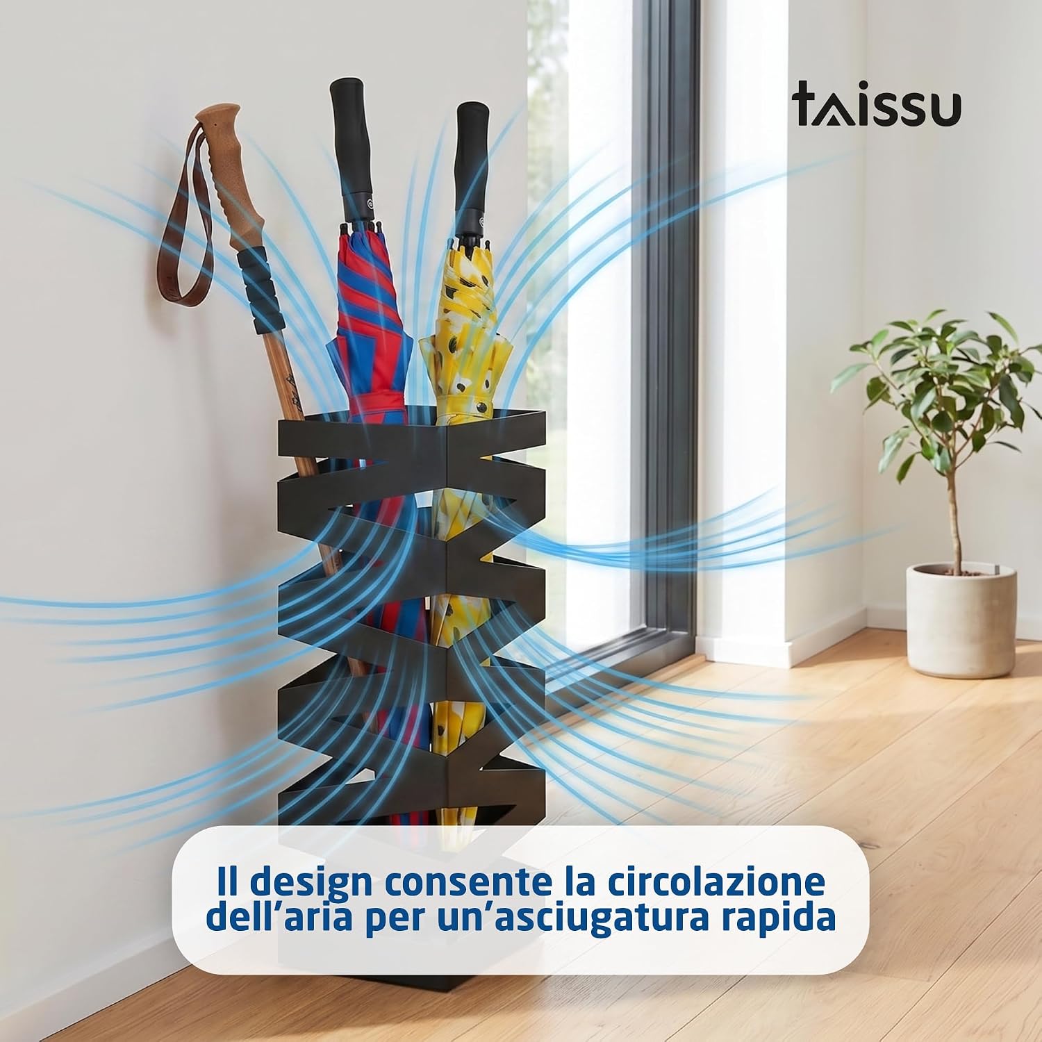 Thumbnail 5 de TAISSU Portaombrelli Mod. NIVO - Nero Opaco, 15,5 x 15,5 x 49 cm
