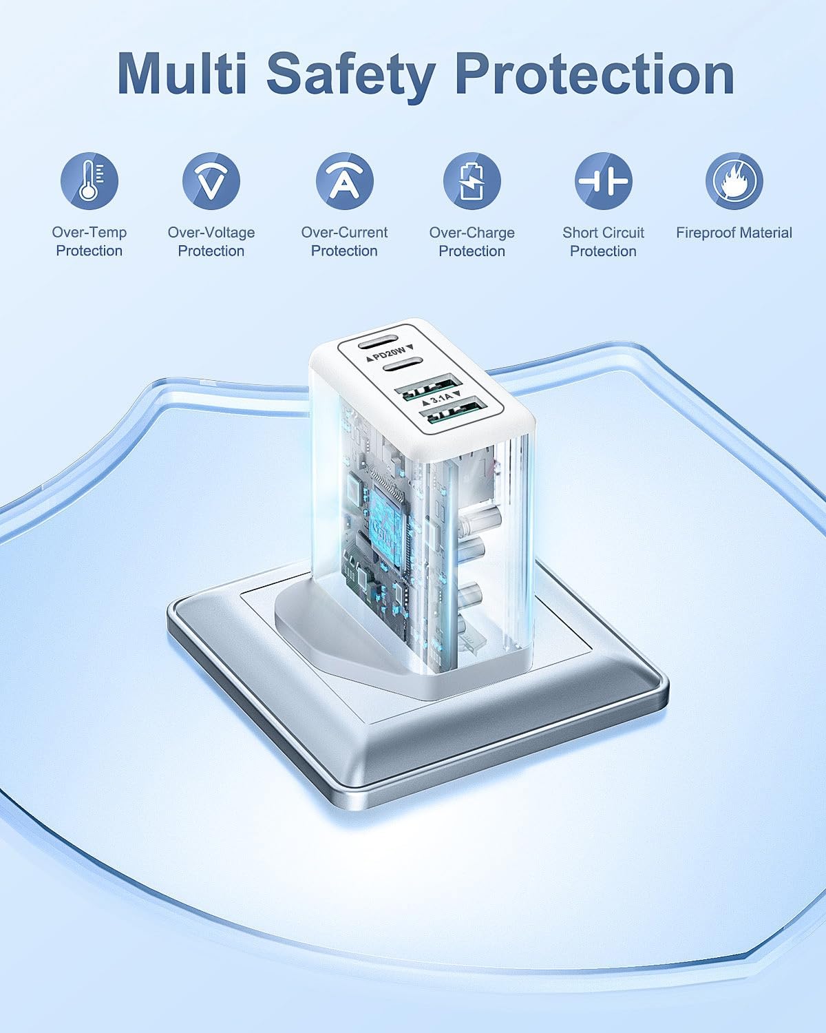 Detalle 2 de USB C Plug Fast Charge 40W multiport charger for iPhone