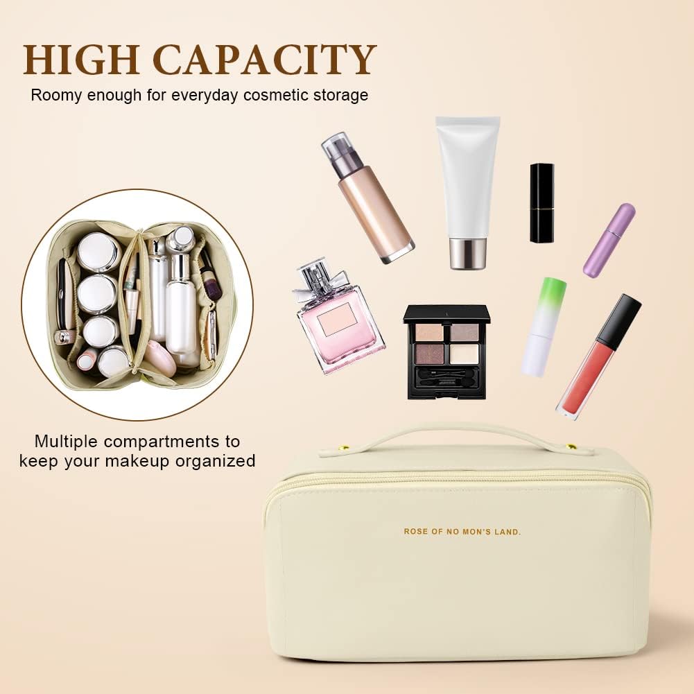 Thumbnail 3 de Grande trousse de maquillage Aucuu en cuir PU imperméable, avec poignée et séparateurs