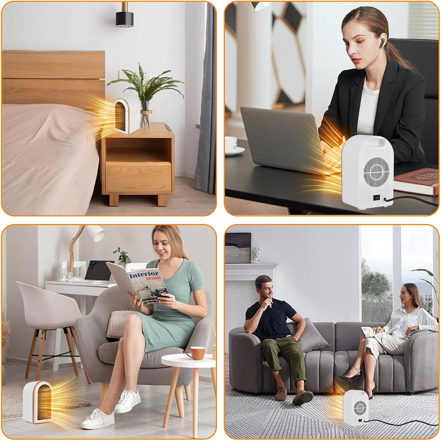 Thumbnail 5 de FGHB 1200W/800W Portable Ceramic Fan Heater with Thermostat, 2 Modes & Safety Cut-off