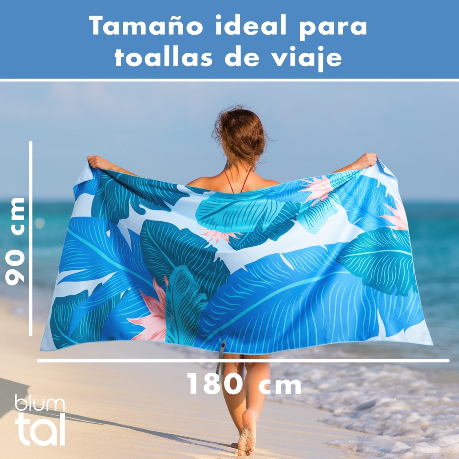 Detalle 2 de Blumtal Toalla Microfibra Playa 90x180 cm 🌴 Rápida y Compacta