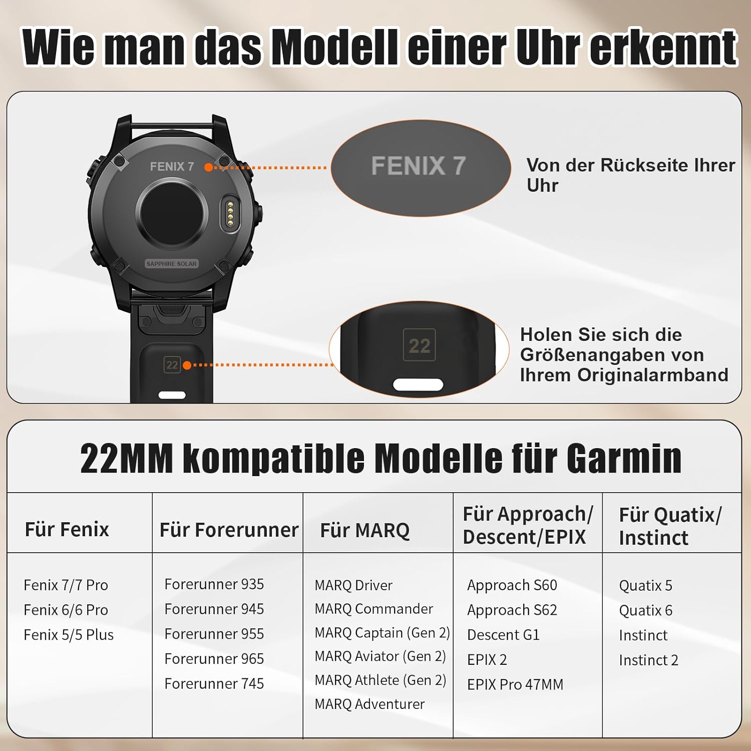 Thumbnail 4 de NotoCity Quickfit Armband 22 mm für Garmin Fenix 5/6/7, Epix 2 & mehr