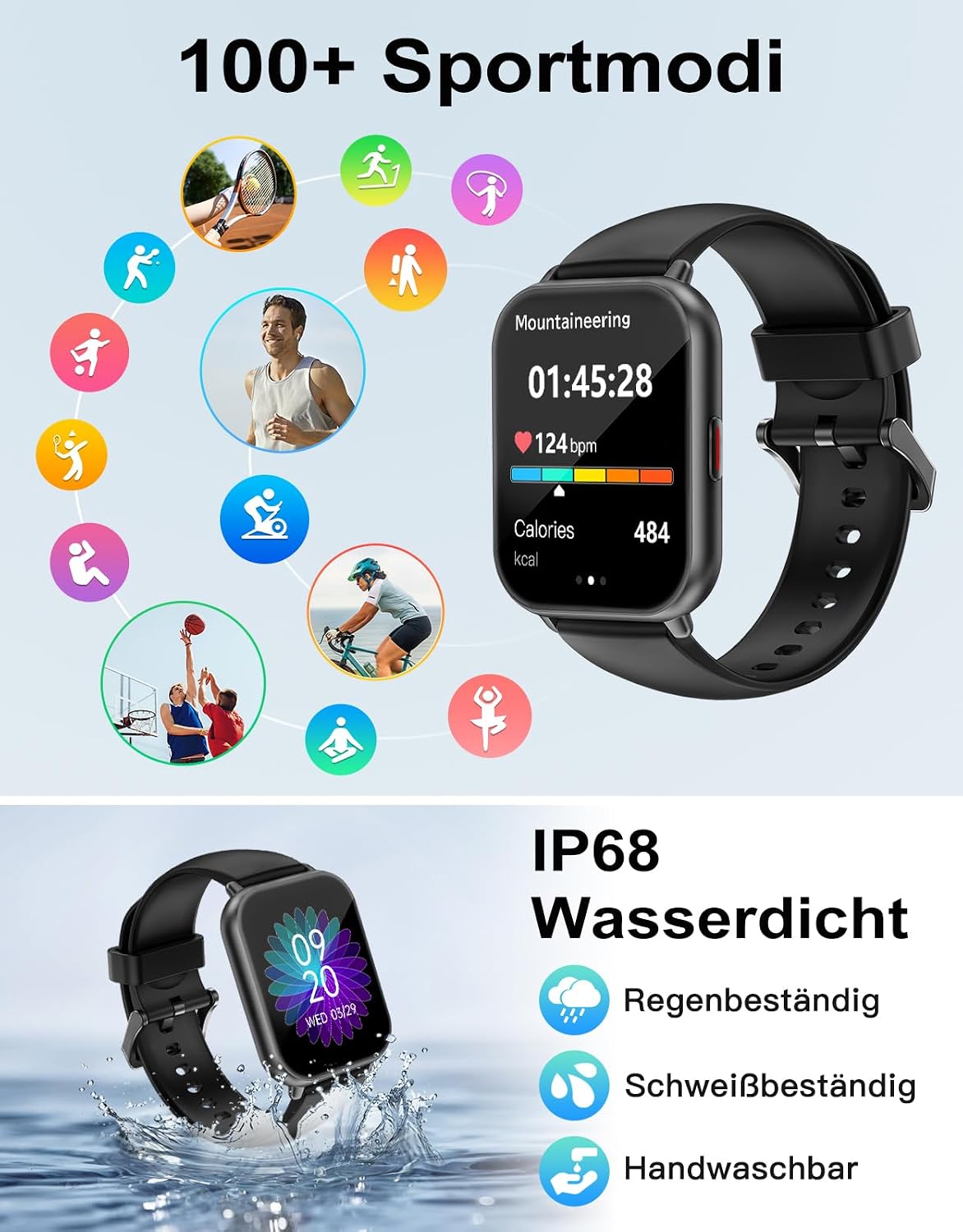 Detalle de RUIMEN Smartwatch Fitnessuhr mit SpO2- und Pulsmessung