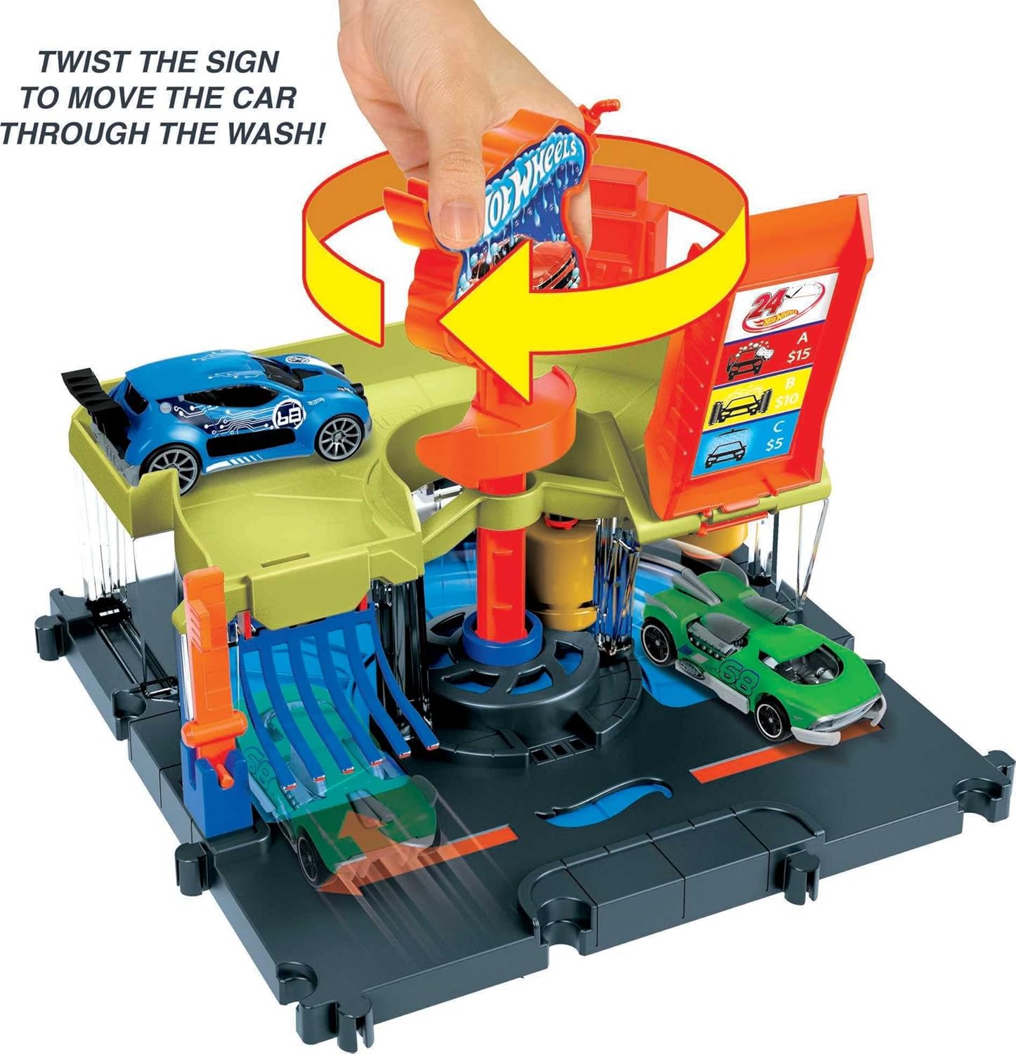 Thumbnail 2 de Hot Wheels City Station de lavage express HDR27, coffret avec 1 véhicule et station connectable