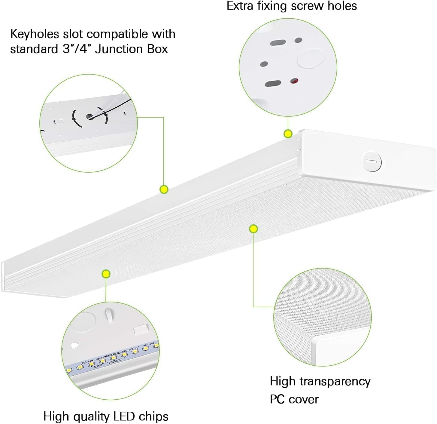 Thumbnail 4 de hykolity 4-Pack 4FT LED Wraparound Lights, 40W, 4,400 Lumens, 4000K