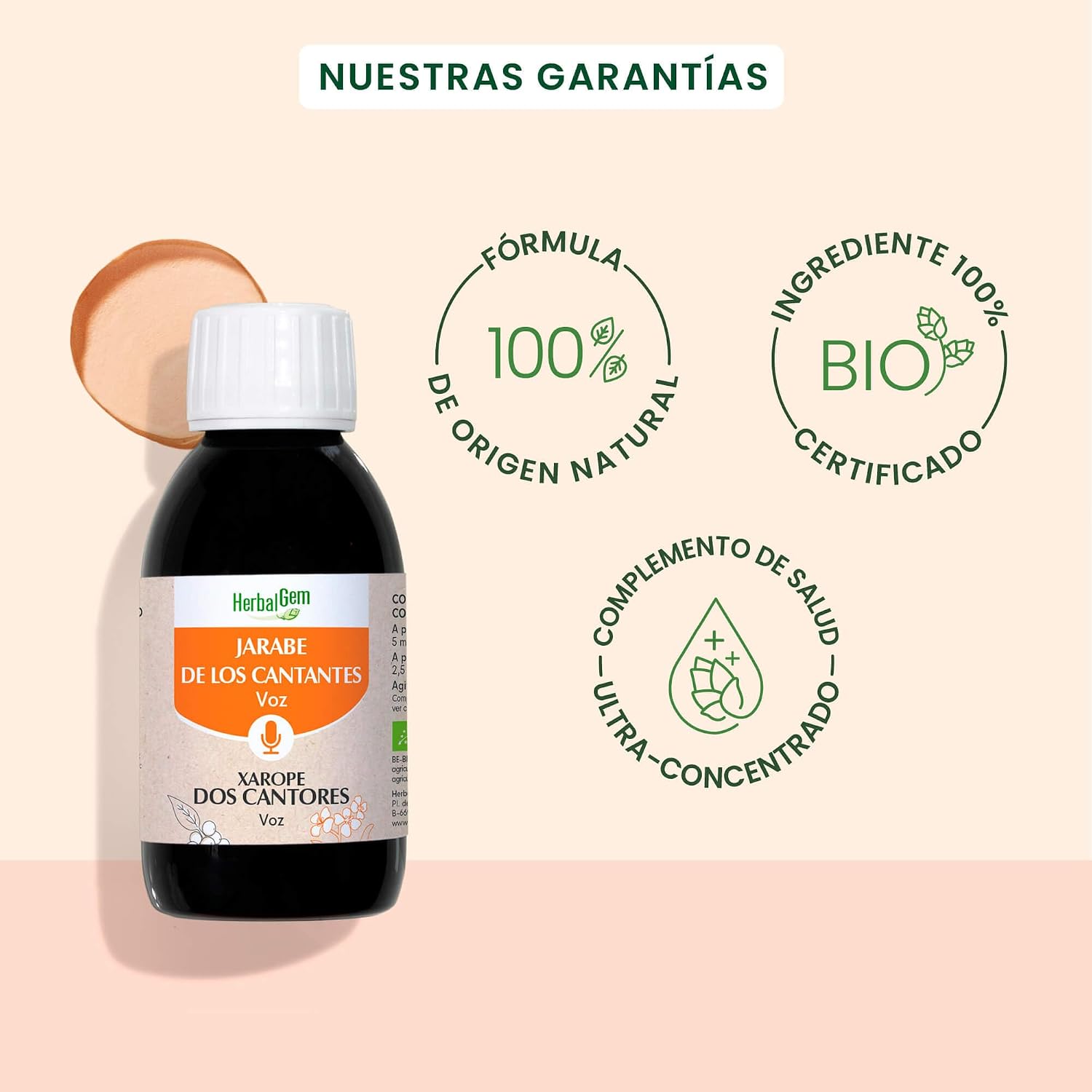 Detalle de HERBALGEM Jarabe de los Cantantes 🌿 - Vocales Saludables 250ml