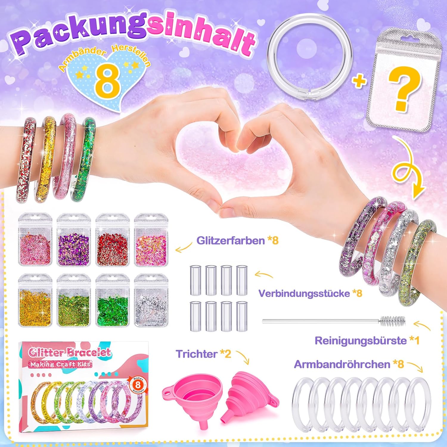 Thumbnail 6 de Bastelset Glitzerarmbänder 8er Set 🎨