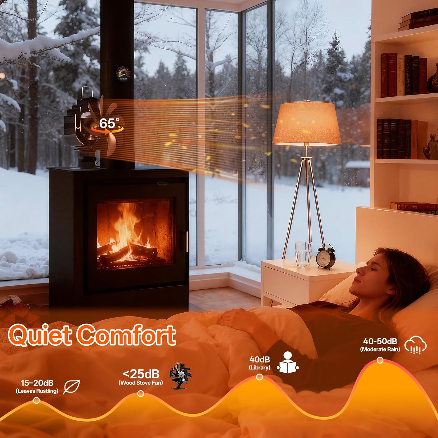 Detalle de JossaColar 8-Blade Oscillating Log Burner Fan (heat-powered, self-starting)