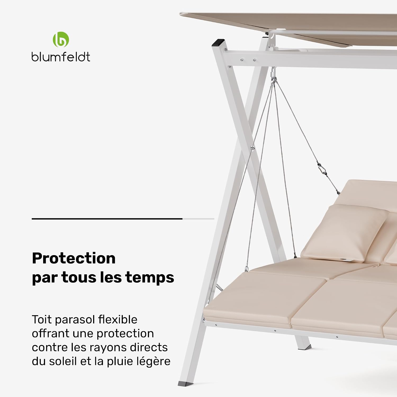 Detalle de Blumfeldt FlexiSwing GDI17-FlexiSwing3-Be tuinschommel, 3-zits met luifel