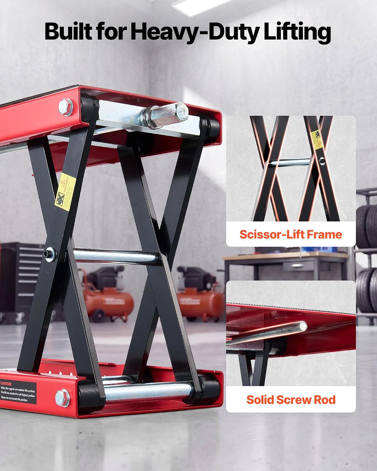 Thumbnail 6 de VEVOR Motorcycle Lift: 1100 lbs Scissor Lift with Wide Deck and Lock Pin