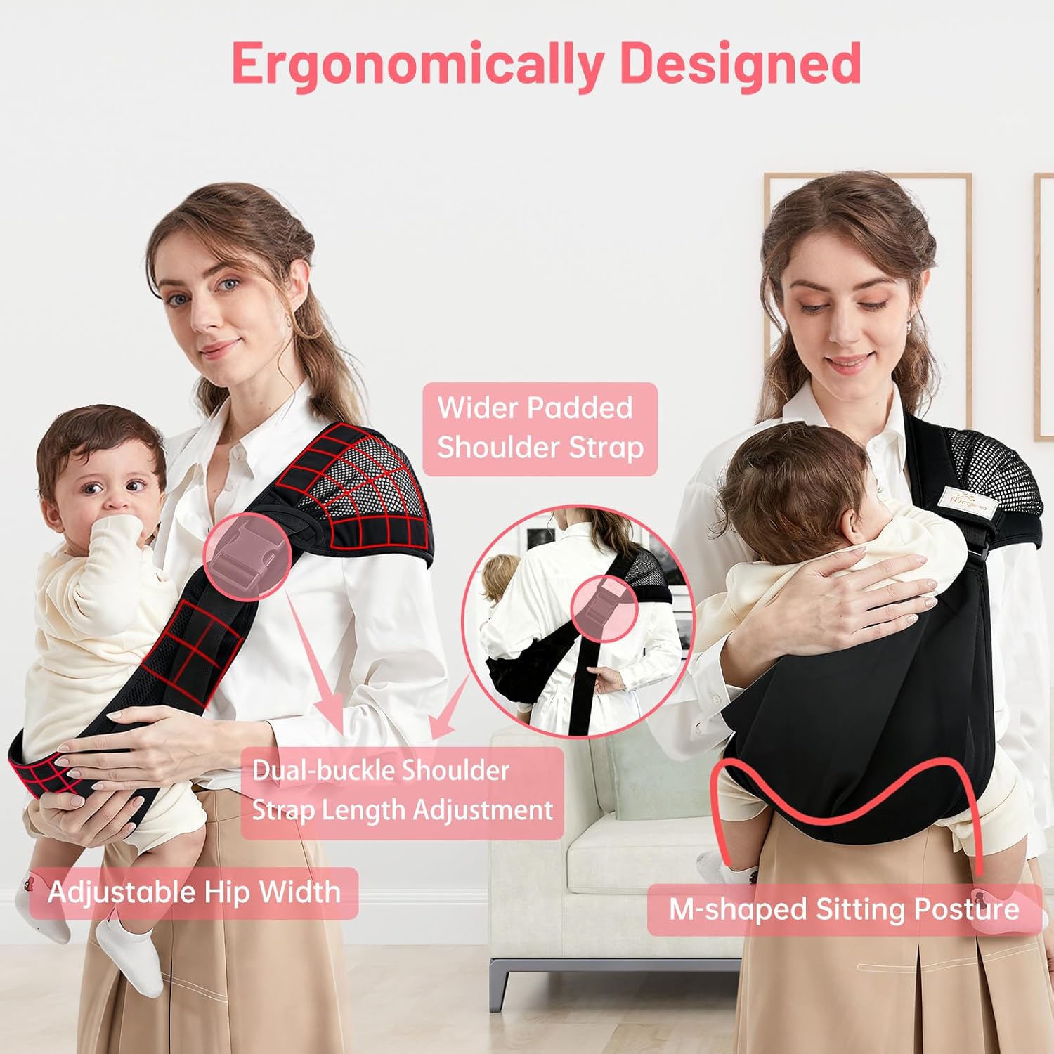 Detalle de Mumgaroo Fascia Porta Bebe: fascia neonata ergonomica con cintura di supporto integrata
