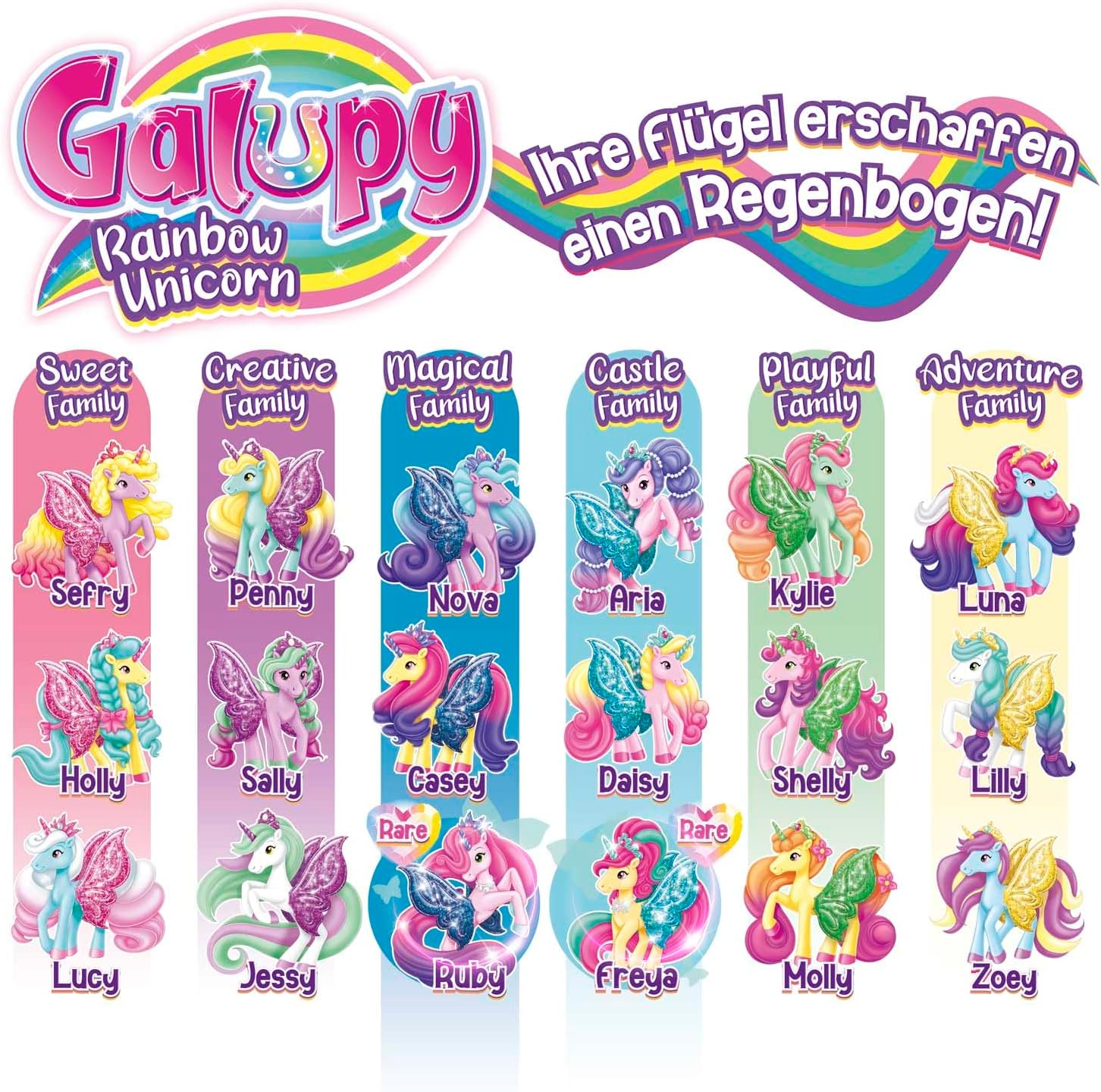 Thumbnail 5 de GALUPY Rainbow Unicorn – Présentoir complet avec 16 figurines de licornes à collectionner et cristal Swarovski
