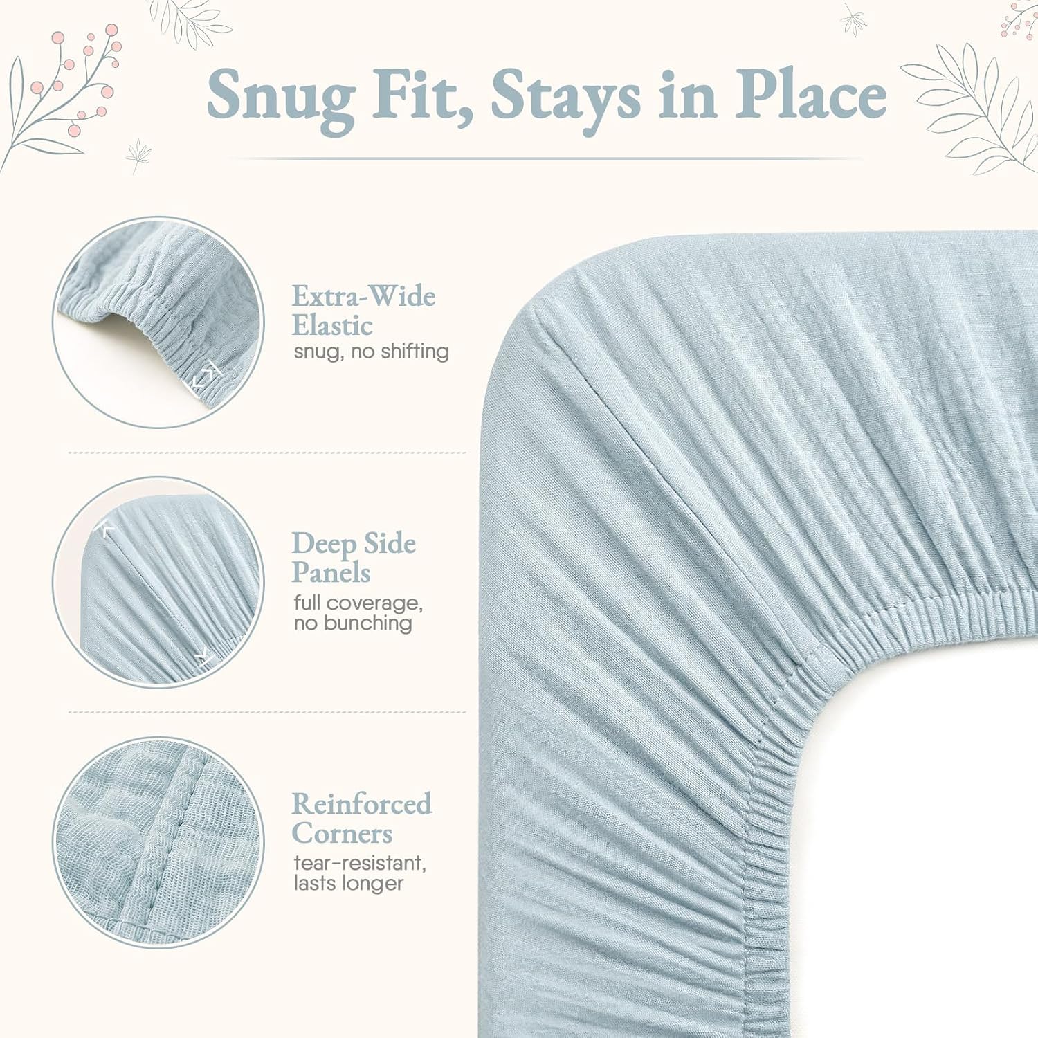 Detalle 2 de BabyBond Muslin Crib Sheets, 2-Pack