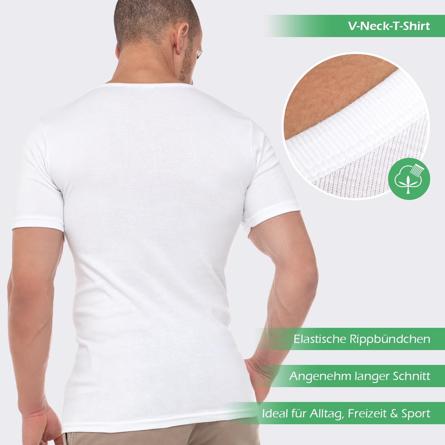 Detalle 2 de Celodoro Men's Business V-Neck T-Shirt, Fine-Rib Combed Cotton Undershirt