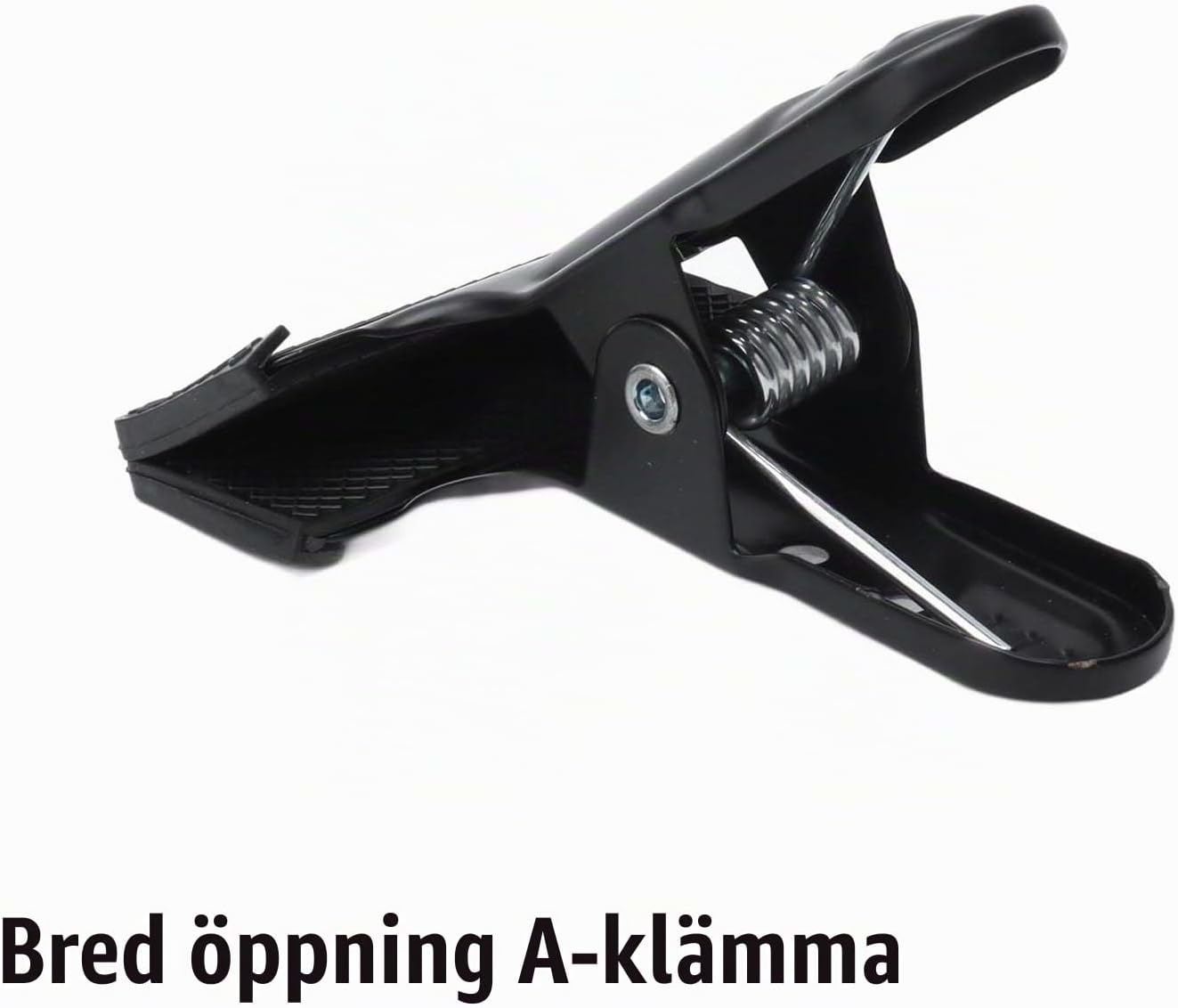 Detalle de GLOGLOW Universal Clamp Set – fjäderklämmor i svart plast med brett grepp