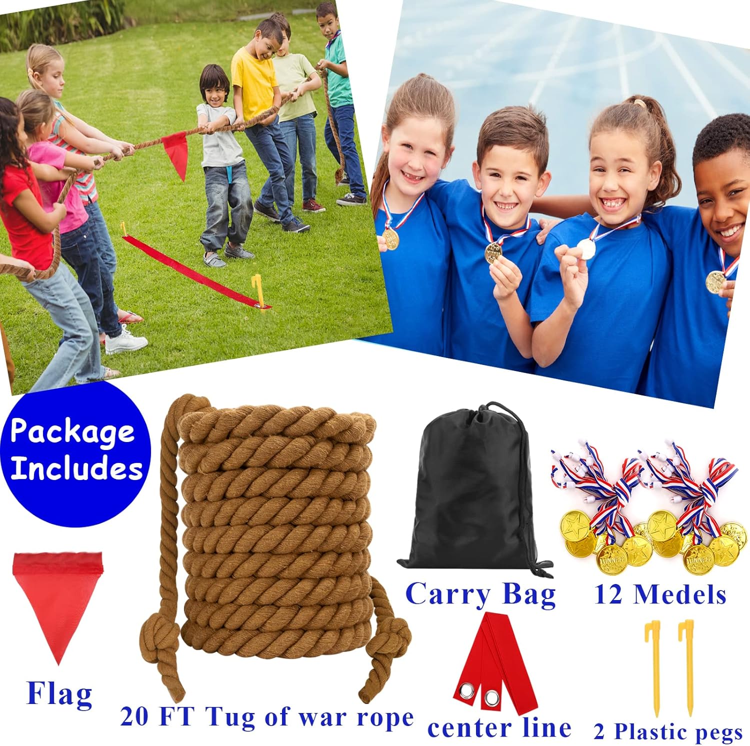 Detalle 2 de WYRJXYB 6m Tug of War Rope Outdoor Games Kit