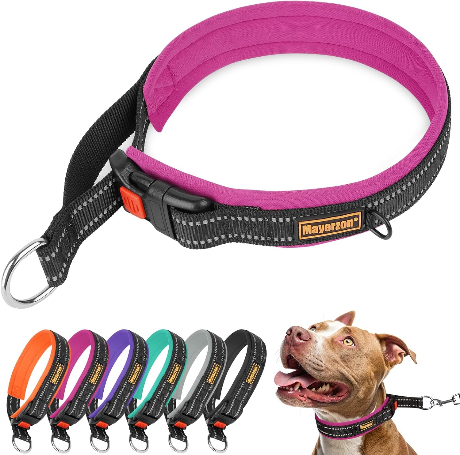 Imagen de Mayerzon 3.8cm Wide Martingale Collar for Dogs (XL) – Reflective, No Pull, Soft Padded en OfertitasTOP