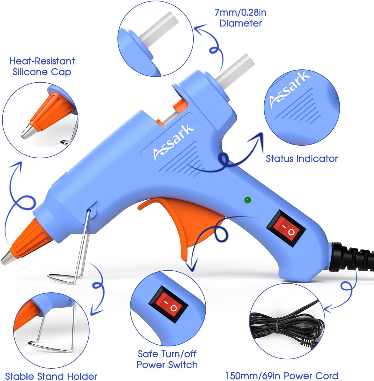Thumbnail 4 de Hot Glue Gun Kit with 30 Glue Sticks (130mm x 7mm) – 20W mini hot melt for DIY crafts and quick home repairs