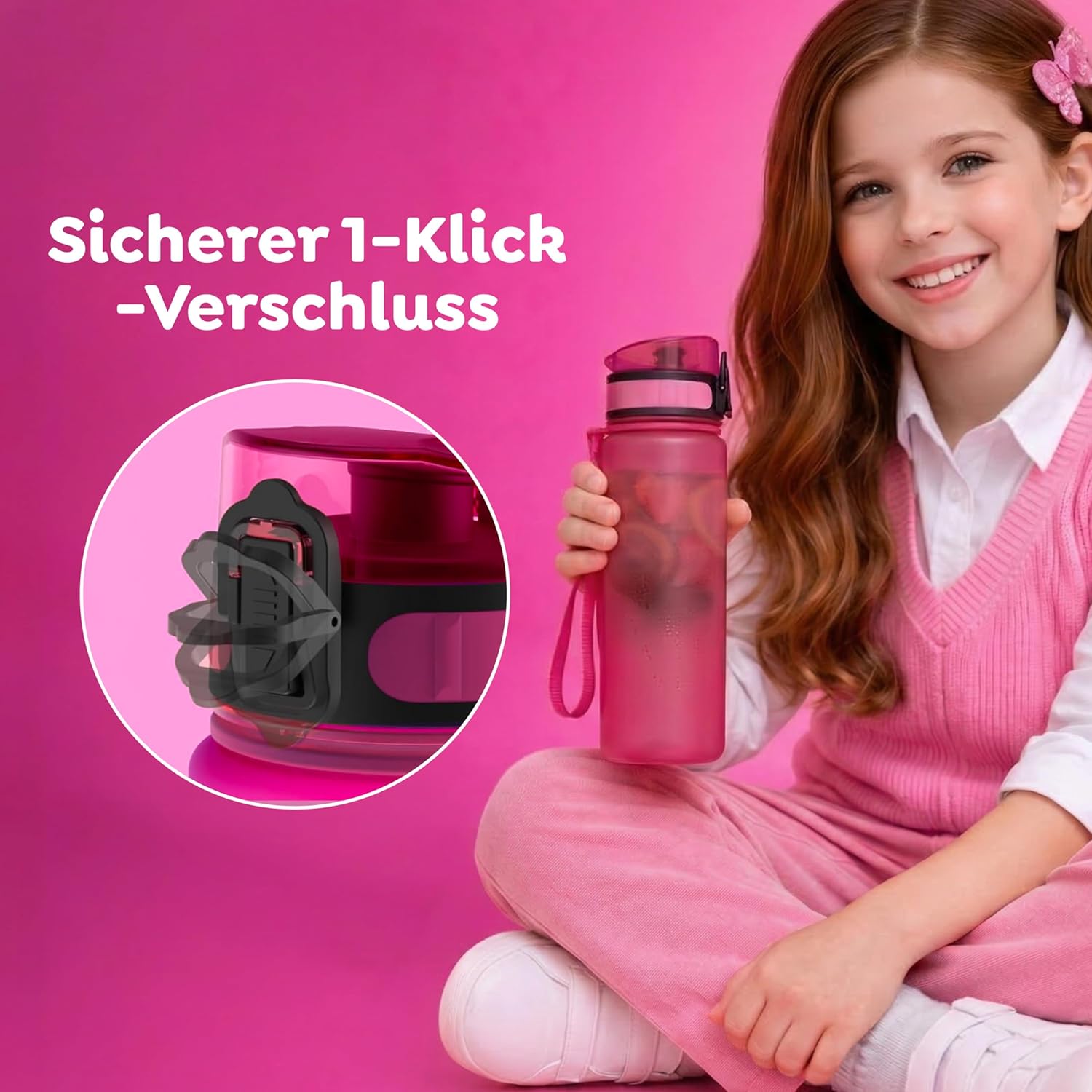 Thumbnail 3 de Sweety Fox Trinkflasche Kinder 500 ml Pink – auslaufsicher, spülmaschinenfest und gasgeeignet