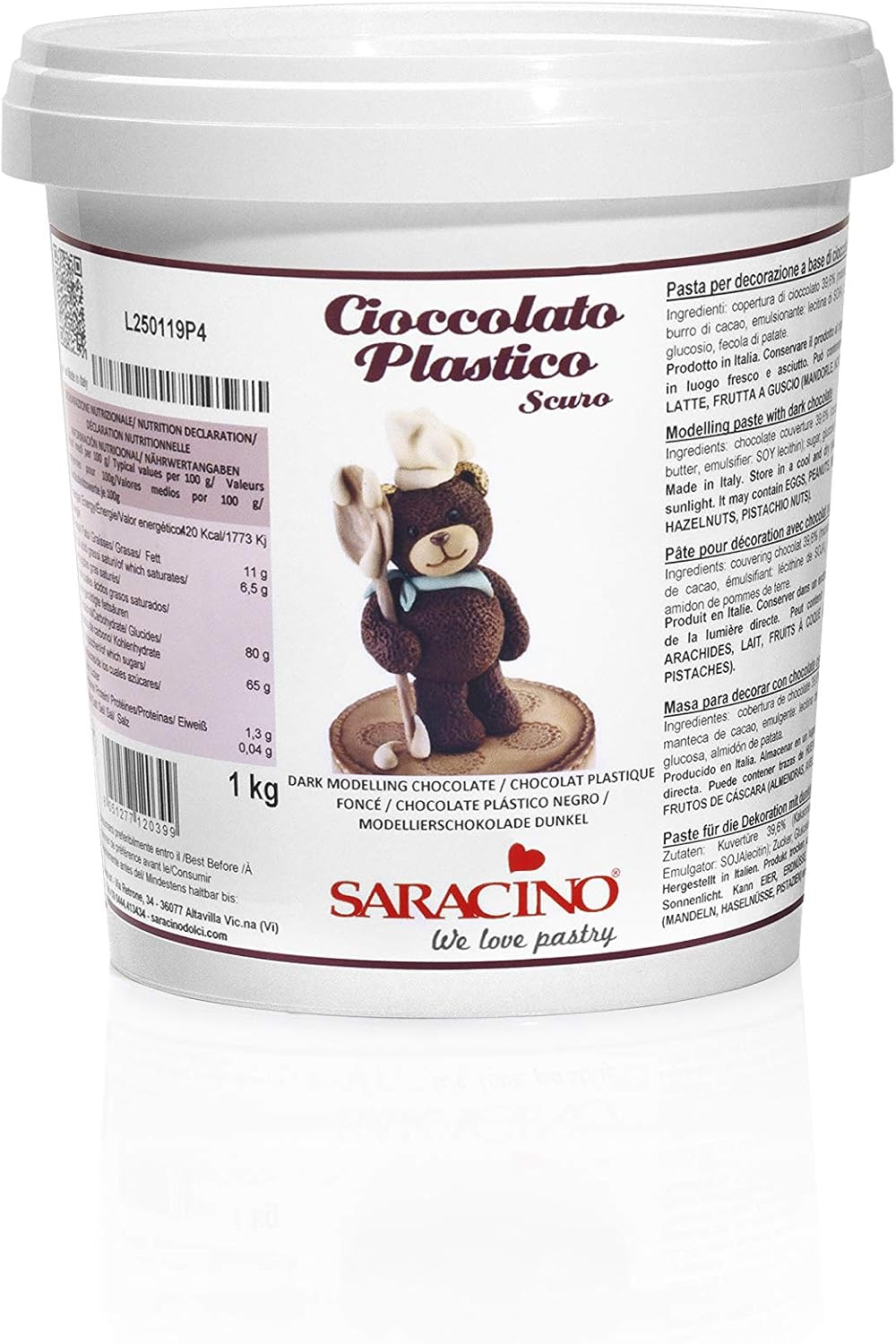 Detalle 2 de Saracino Cioccolato Plastico Bianco per Decorazioni e Modelling 1 Kg – Made in Italy