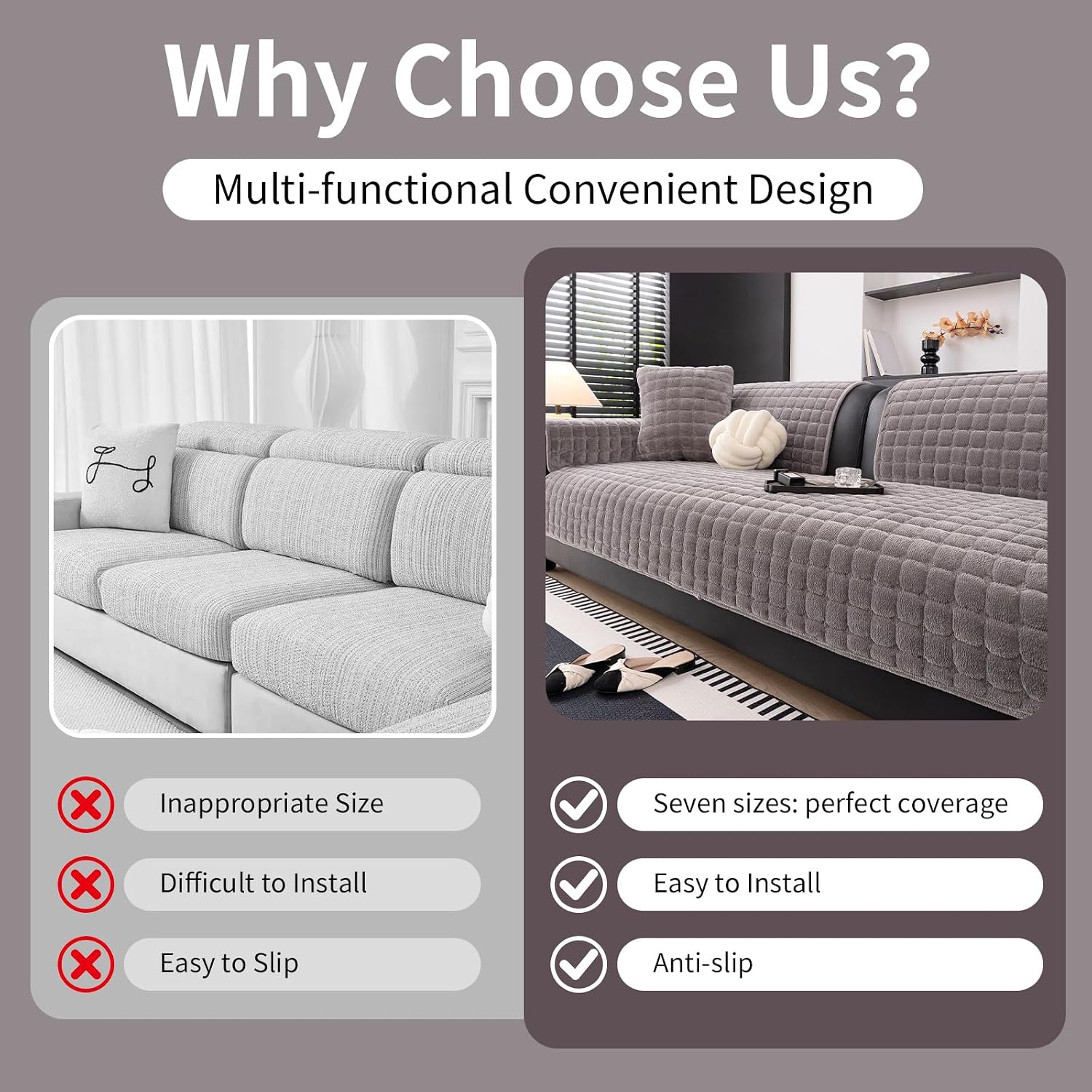 Detalle 1 de MDSASFD Sectional Sofa Cover, 35.4 x 83 in