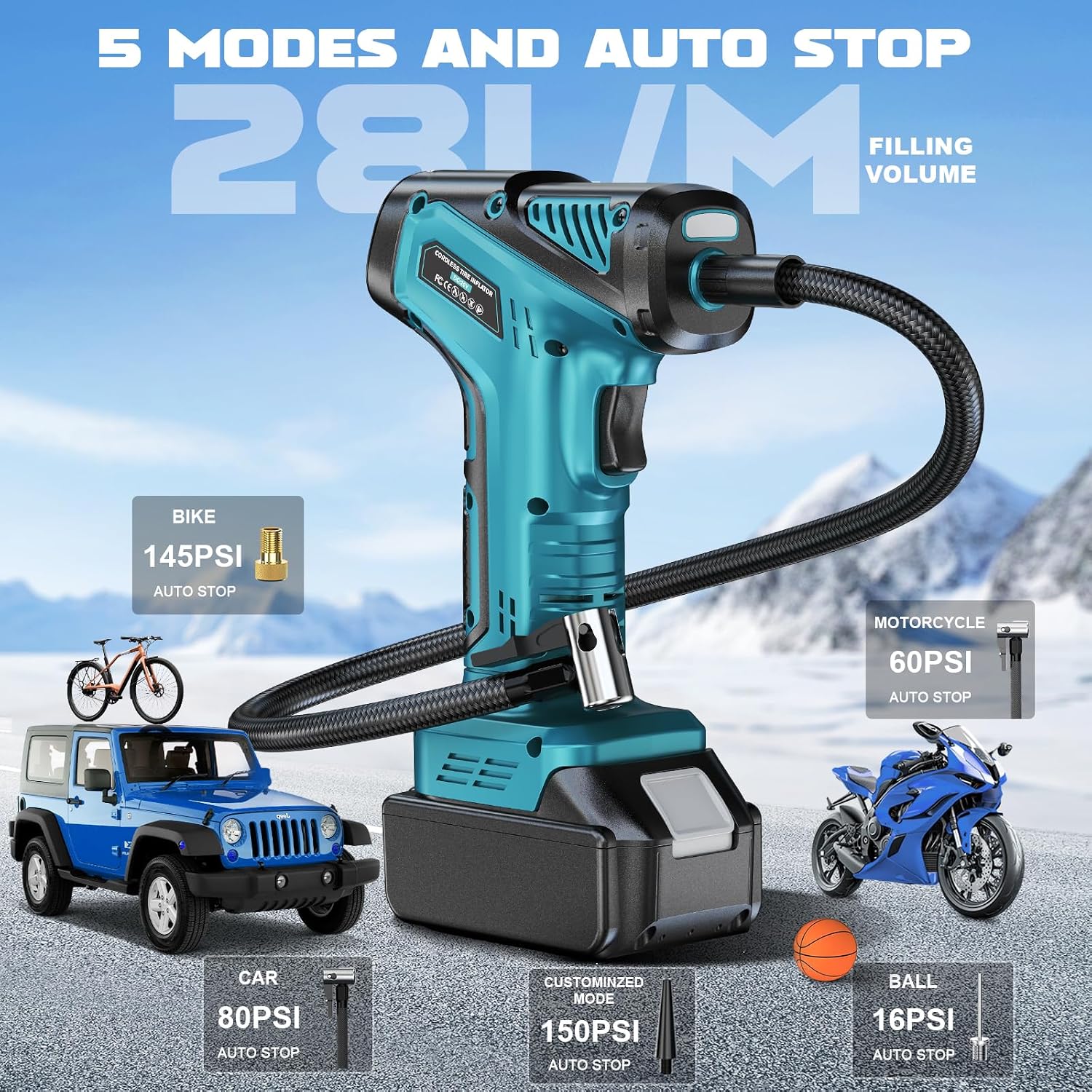 Detalle 2 de LIVOWALNY 150PSI Cordless Tire Inflator