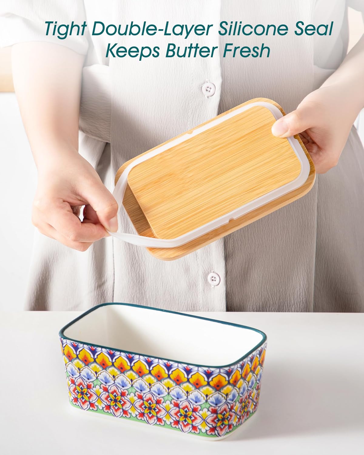 Detalle de vancasso Ceramic Butter Dish, 6.5-inch