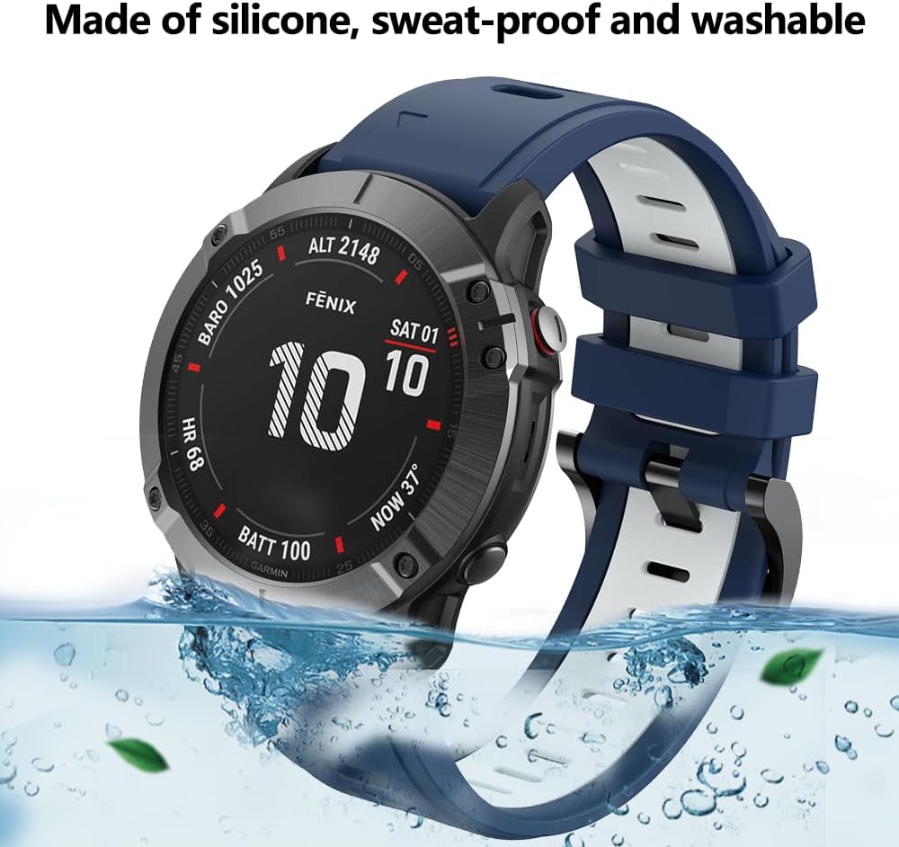 Thumbnail 5 de FiiMoo 22mm Silicone Strap for Garmin Descent G2/G1, Fenix 8 47mm, Tactix 8 47mm and More – Comfortable, Adjustable Sport Band