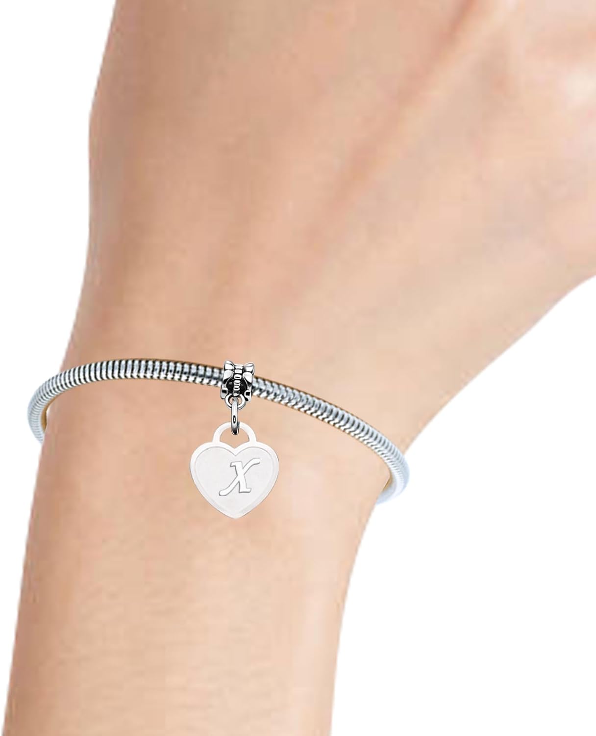 Thumbnail 2 de Aosyoisk Initial Letter Bracelet (A–Z charm) in silver-tone stainless steel – adjustable for women and girls