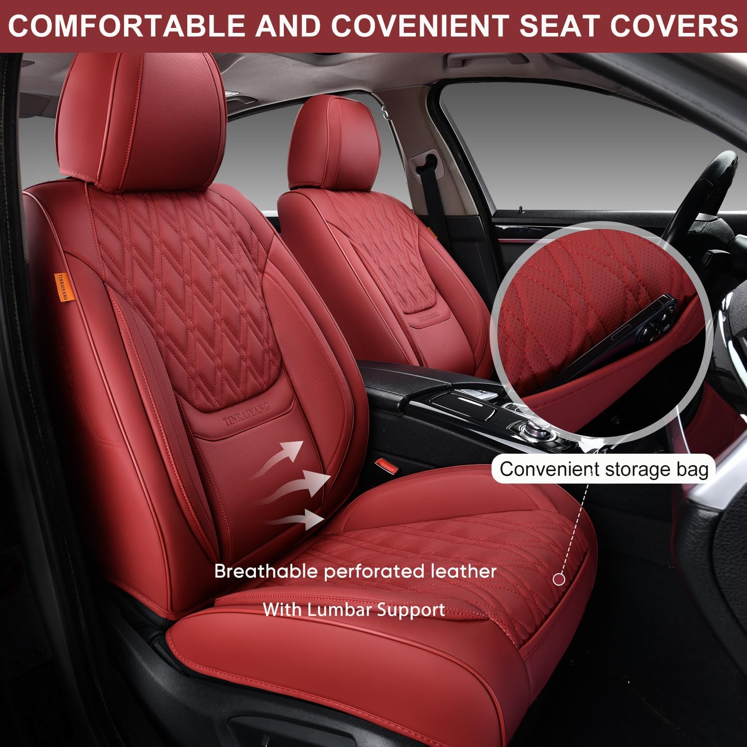 Thumbnail 1 de Universal Car Seat Covers Full Set, Wine Red