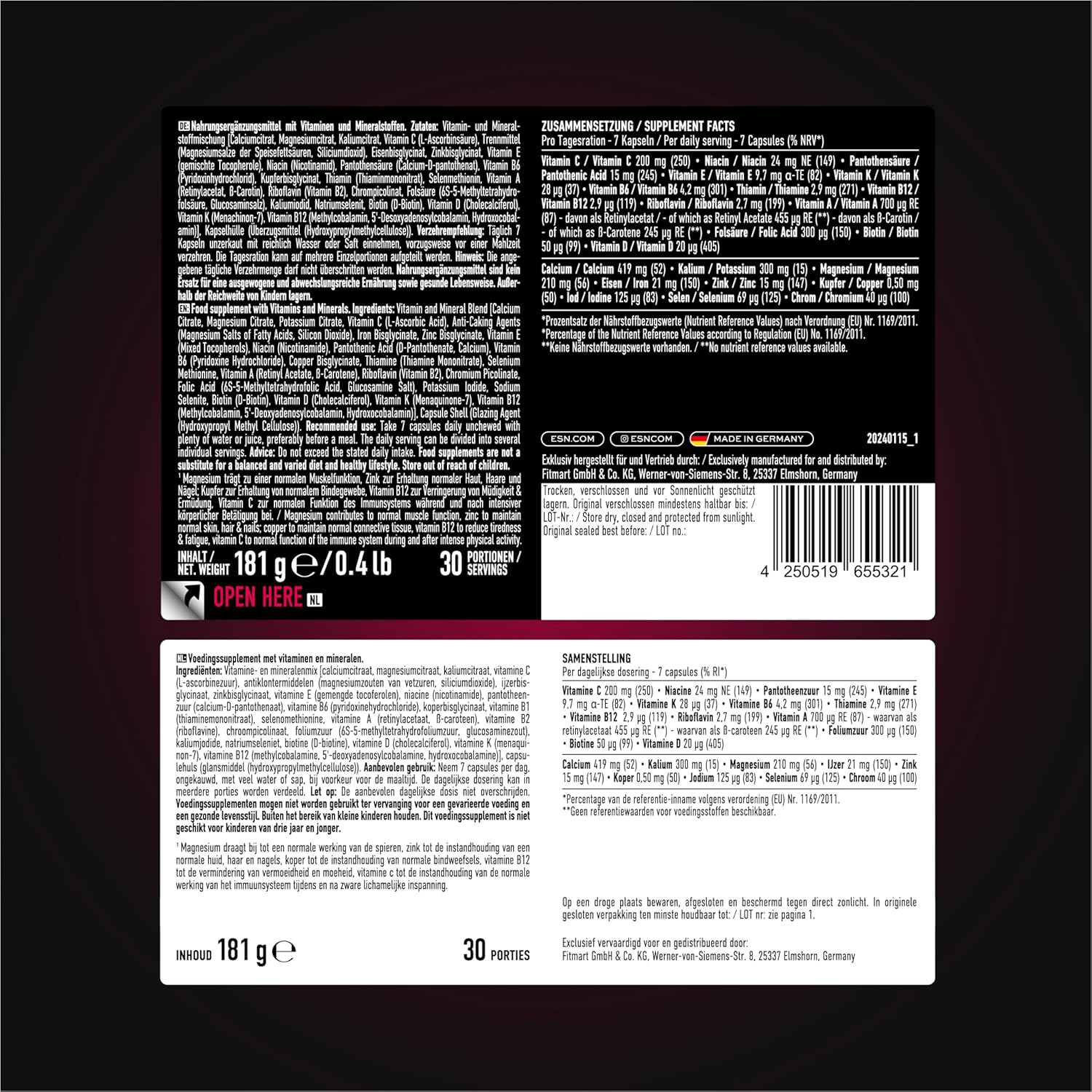 Detalle 2 de ESN Athlete Stack Women 210 Kapseln