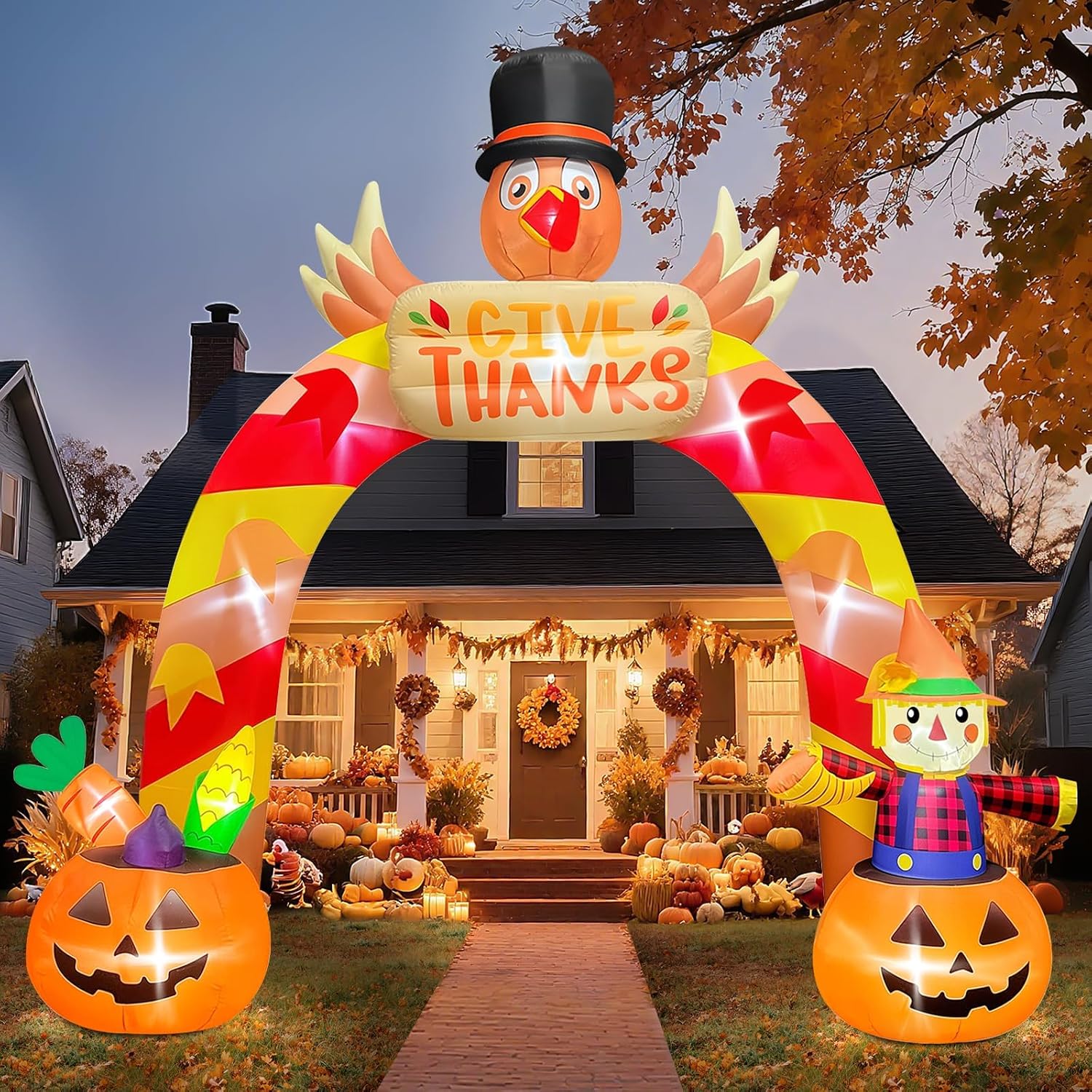 Detalle 1 de Kalolary Yeahwork-K071 12FT Thanksgiving Turkey Inflatable Archway with LED Lights
