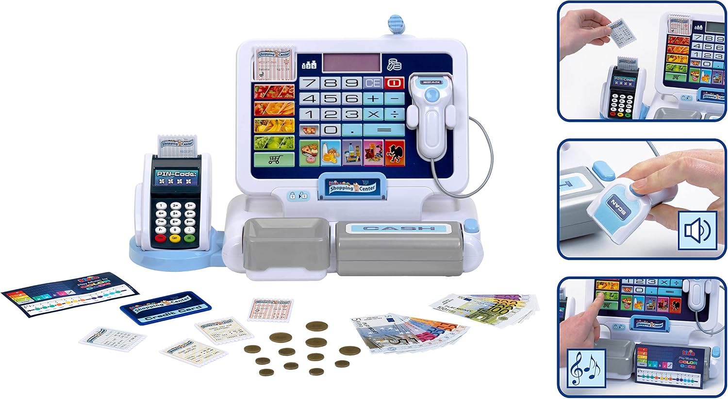 Detalle de Theo Klein 9324 Caisse enregistreuse électronique avec écran amovible et accessoires — jeu de rôle pour enfants