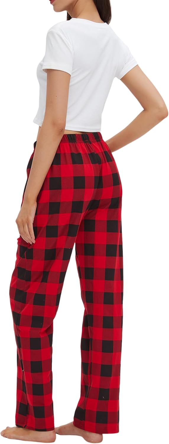Detalle 2 de Mancru Women's Pyjama Bottoms – Comfortable Cotton Plaid Lounge Pants