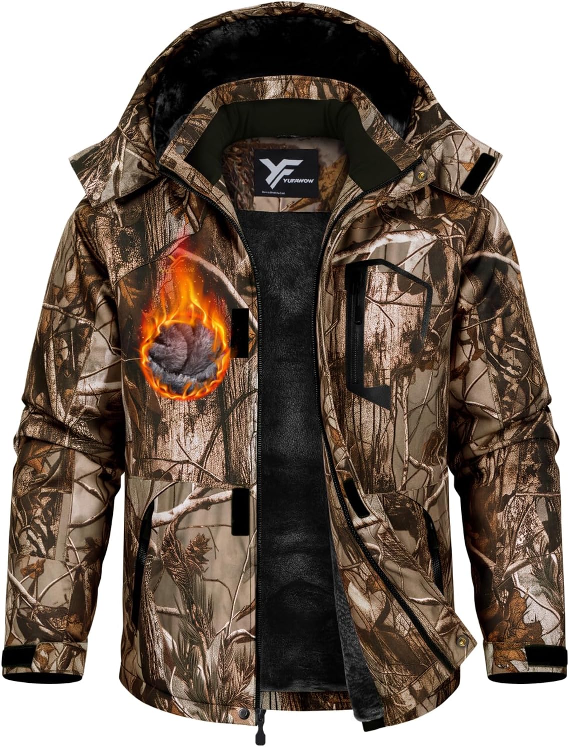 Detalle de Yufawow Men's Winter Jacket, Fleece-Lined