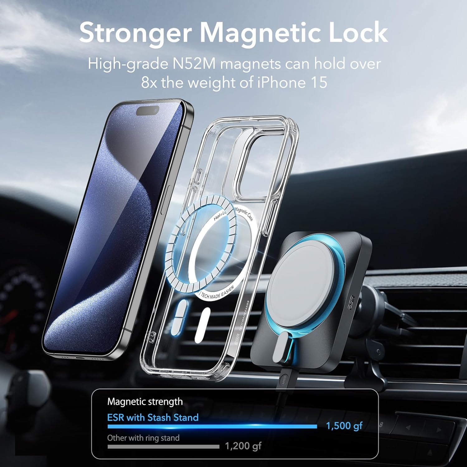Thumbnail 3 de ESR for iPhone 15 Pro Case (MagSafe) – Military-Grade Clear Case with Adjustable Stash Stand