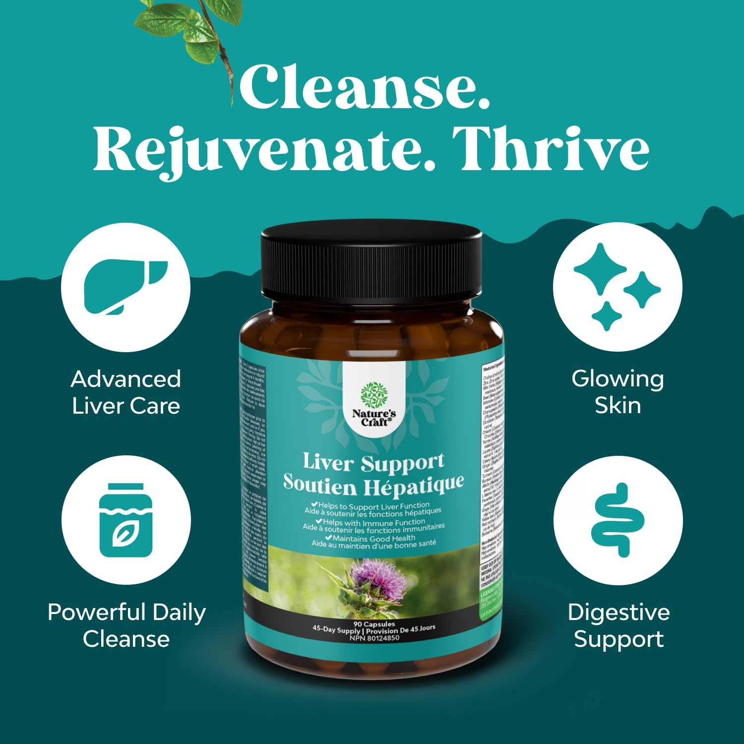 Detalle 1 de Natures Craft Milk Thistle Supplement, 90 Capsules for Herbal Liver Support